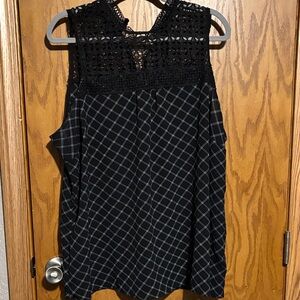 Maurices Black and White Grid Pattern Blouse
